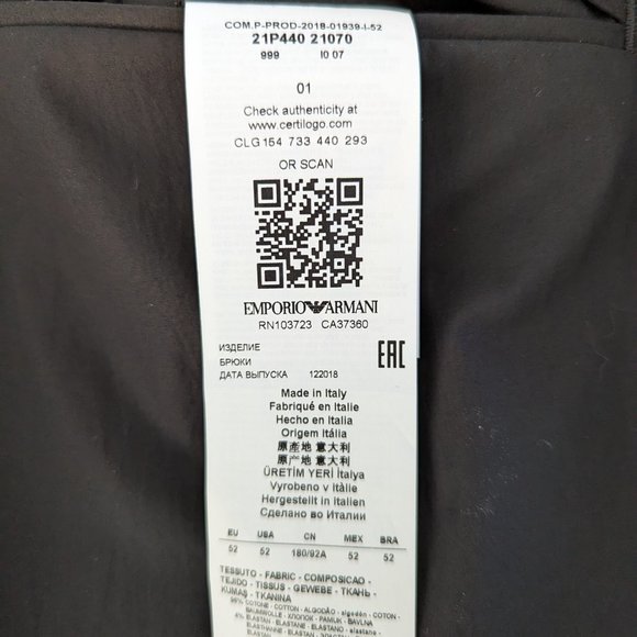 Emporio Armani Cotton Pleated Dress Pants - NWT - Picture 6 of 8